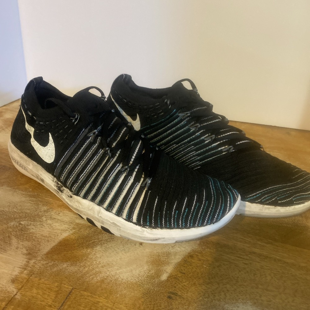 Nike Free Transform Women's Flyknit Black Glow White 833410-001 Sz 7.5